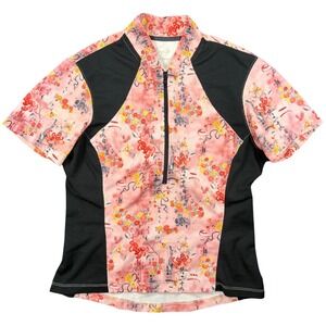 Terry Bicycles Pink Floral Asian Script Cycling Jersey Short Sleeve Womens Med